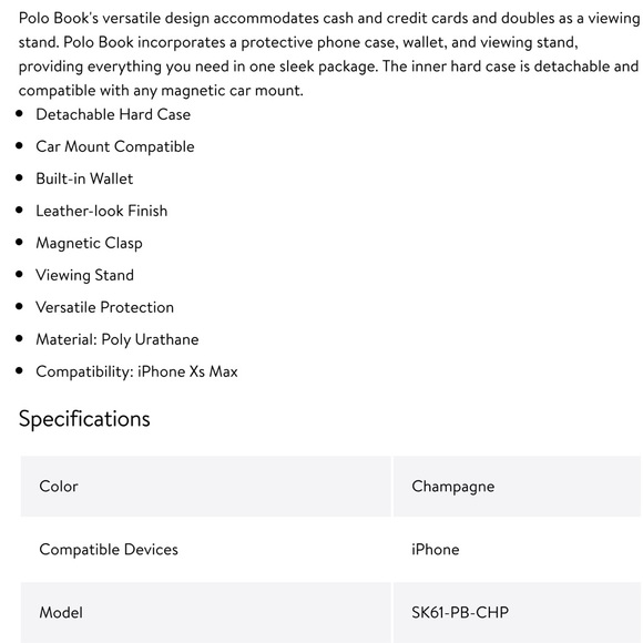 NIP SKECH Polo Book iPhone Xs Max Champagne Color - Picture 7 of 8